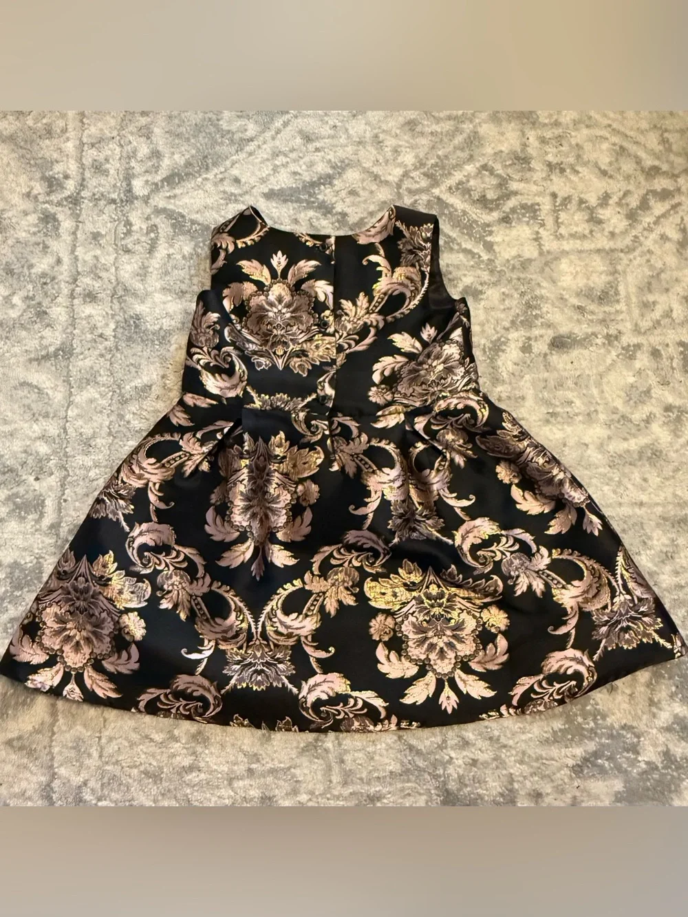 The Children's Place Girls 4T Black Gold Party Dress Sleeveless Lined